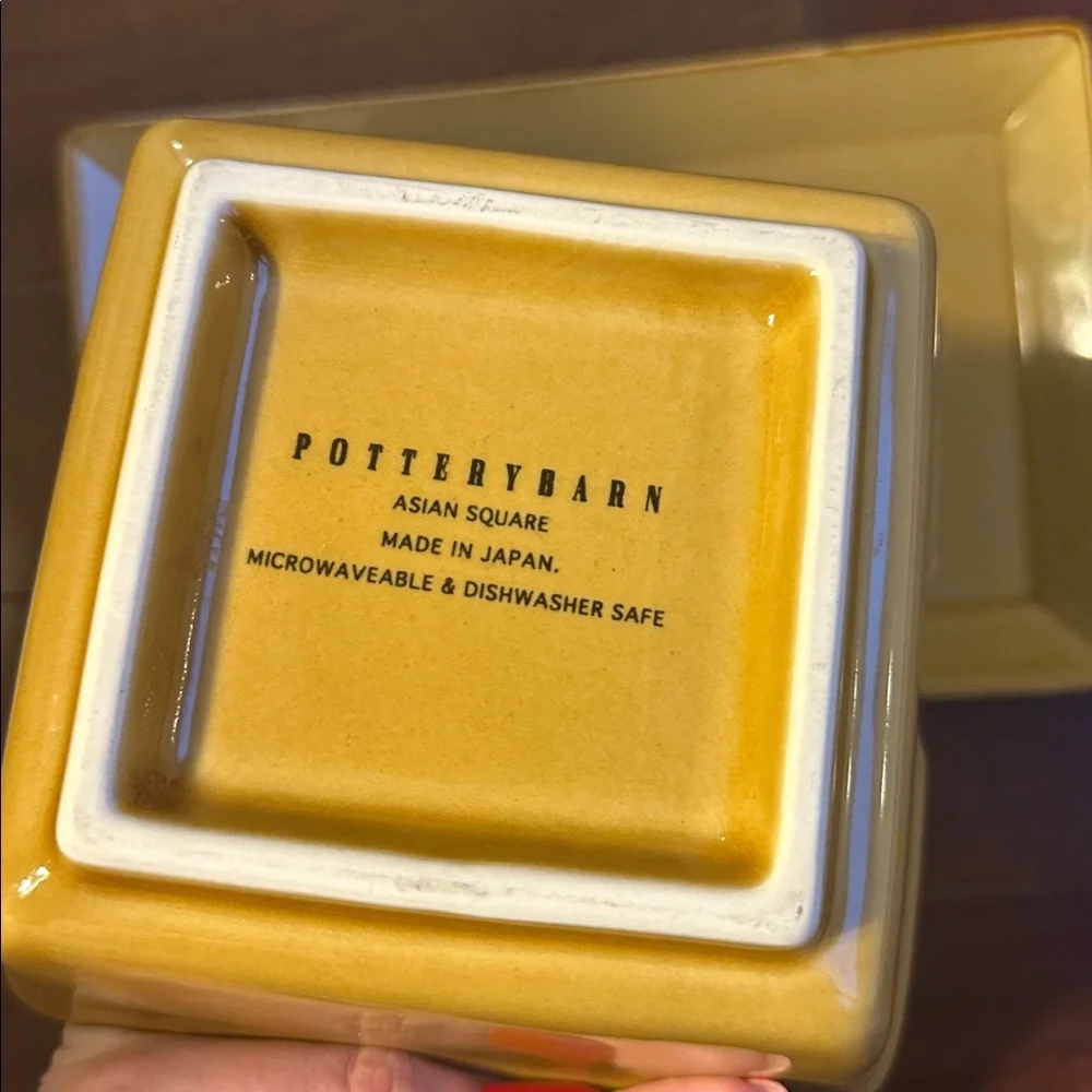 Pottery Barn Asian Square Mustard Rectangular Platter and Bowl